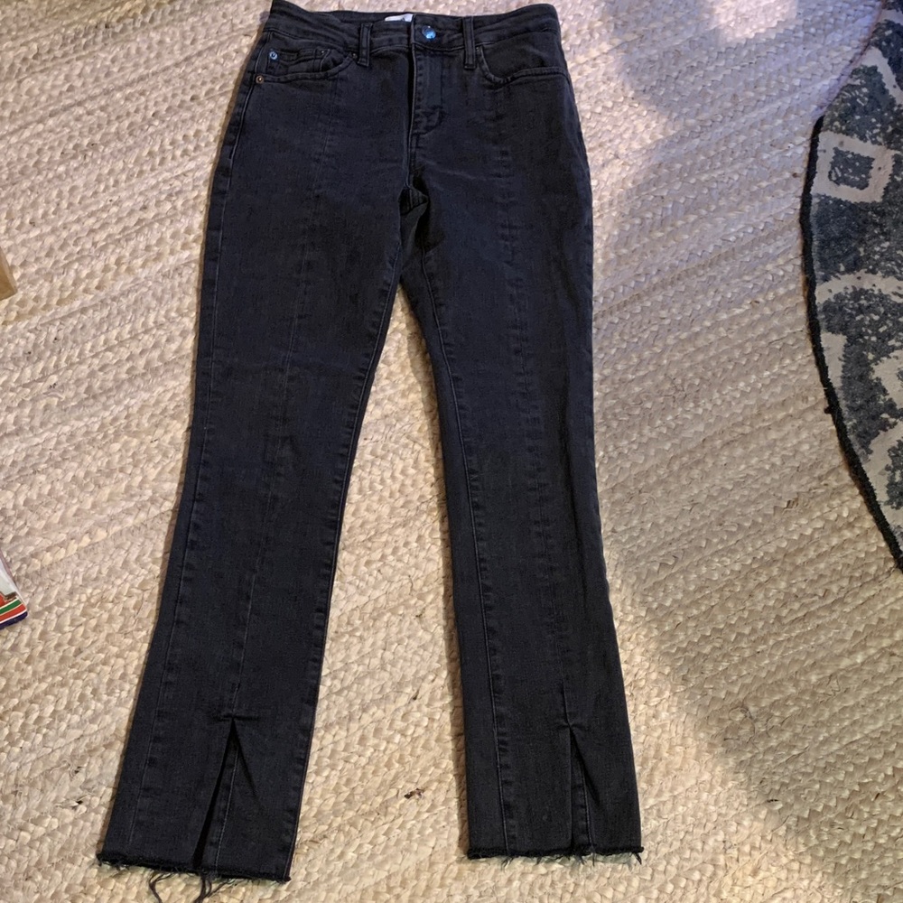 Zara Black The Olivia Straight-Leg Split Hem Jeans Size 6
